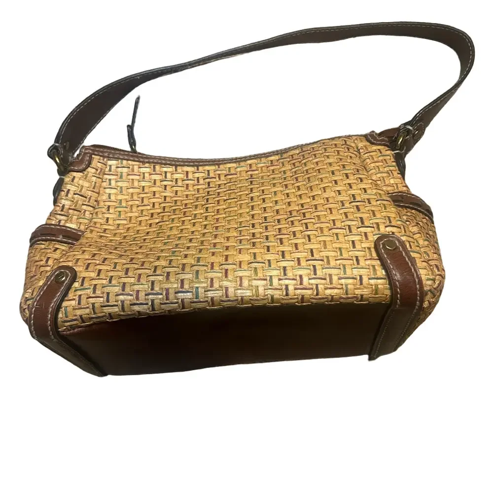 Fossil Neutral Tan and Brown Woven Handbag